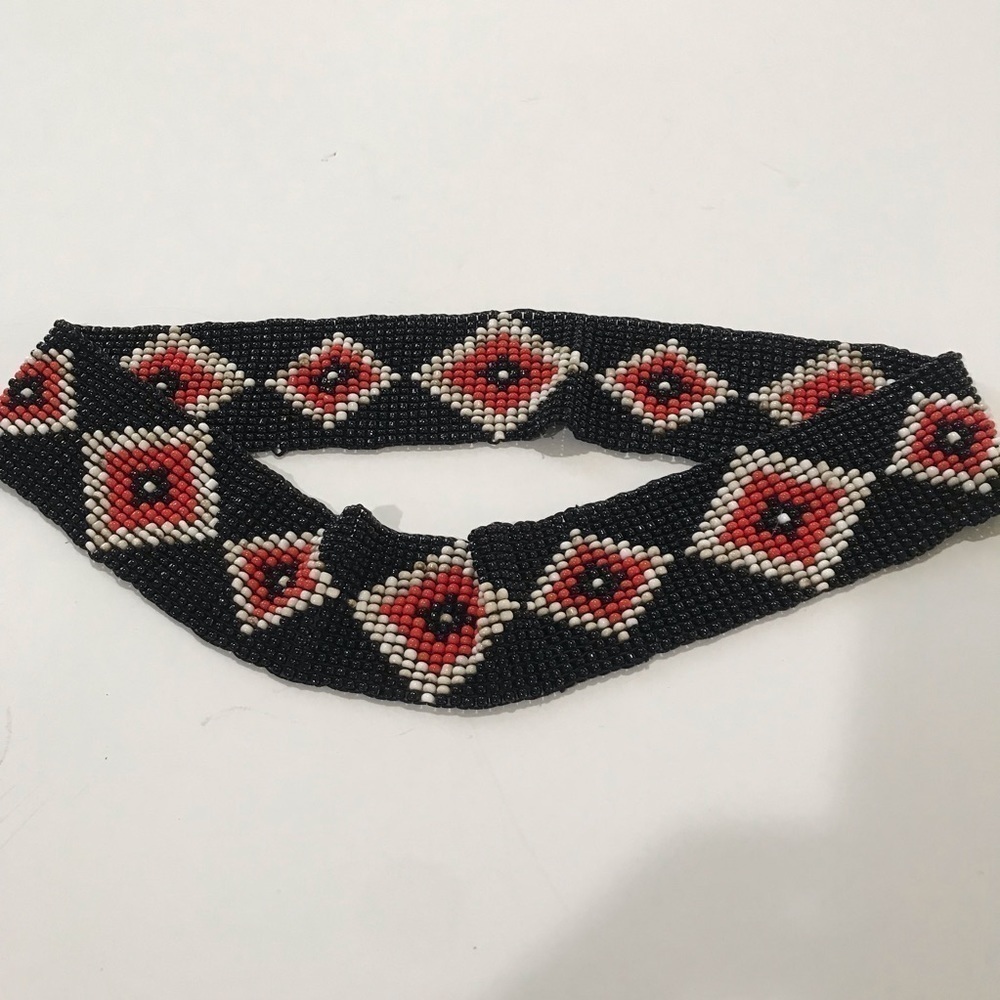 Beaded Elastic Triangle Black Beads Built Unbrand… - image 3